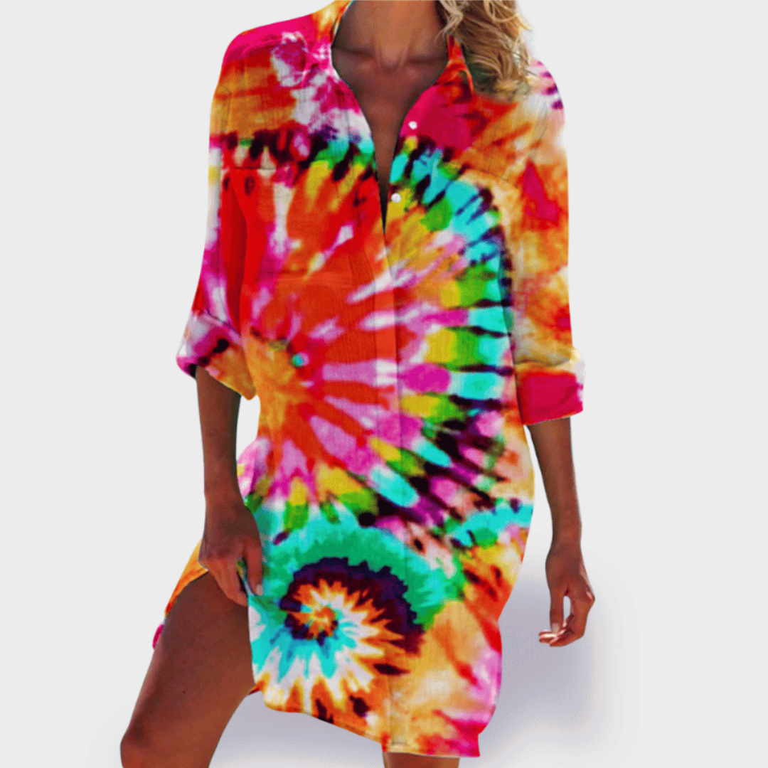 Grace - Flowy Colorful Draped Casual Summer Dress