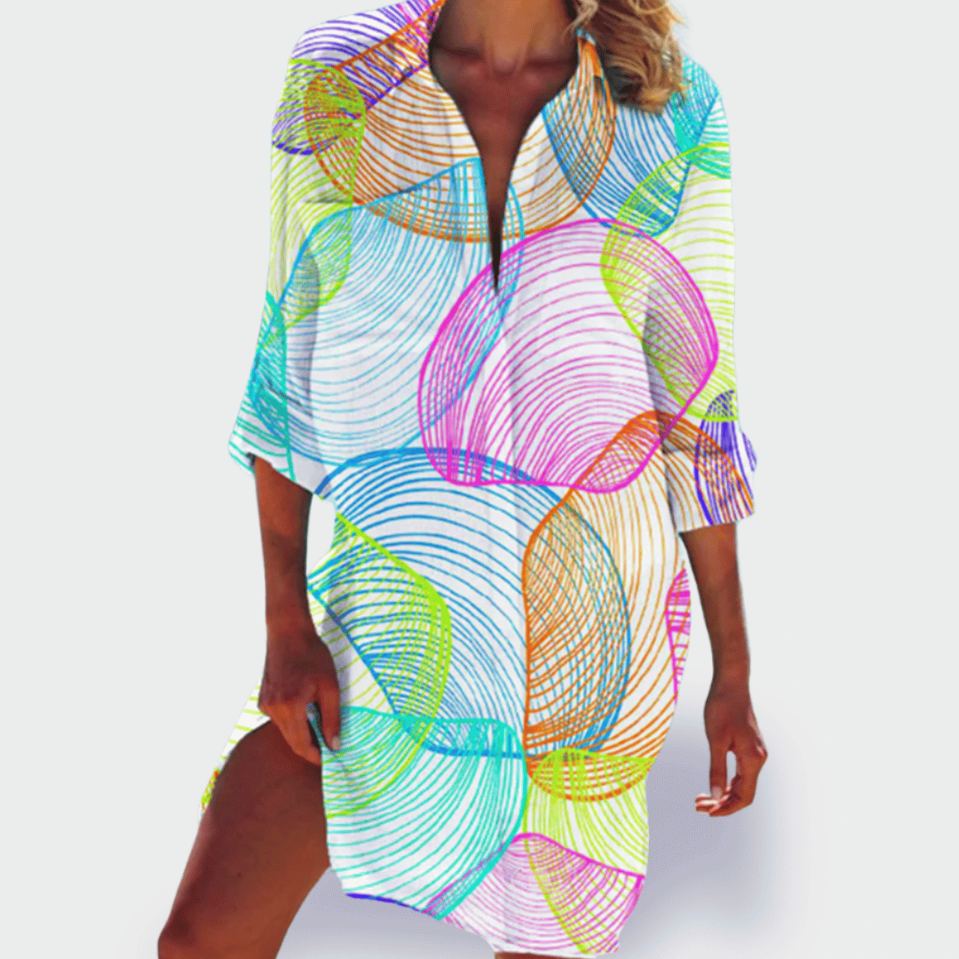 Grace - Flowy Colorful Draped Casual Summer Dress