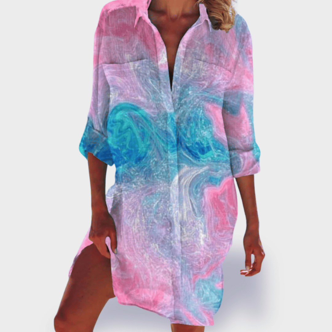Grace - Flowy Colorful Draped Casual Summer Dress