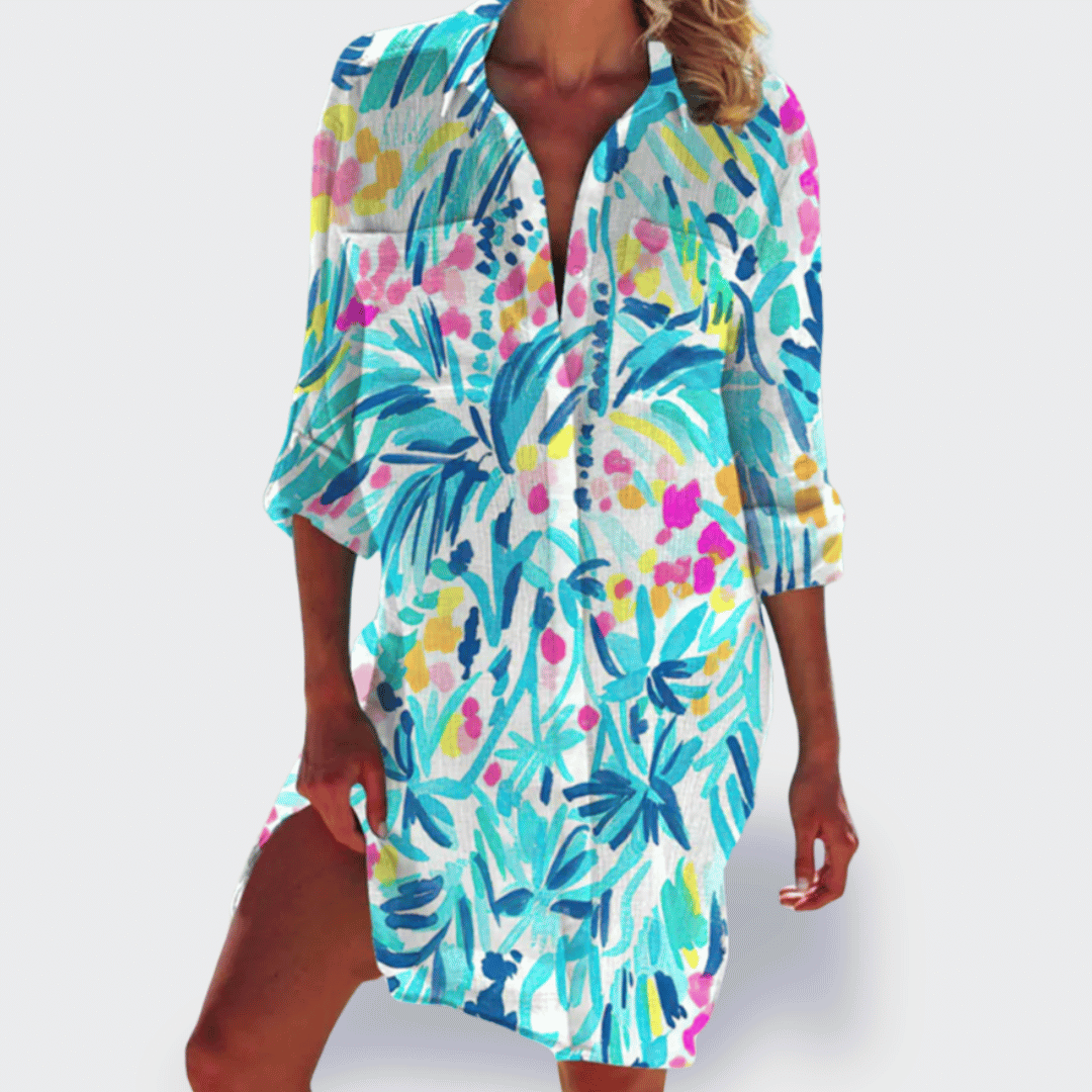 Grace - Flowy Colorful Draped Casual Summer Dress