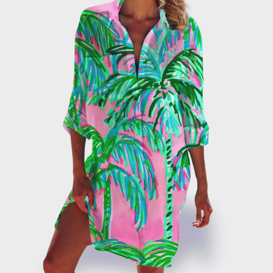 Grace - Flowy Colorful Draped Casual Summer Dress
