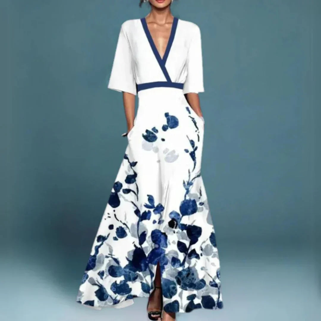 Julia - Spring Elegant Maxi Dress with Floral Pattern